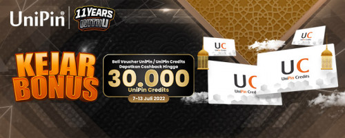 Kejar Bonus dengan Beli Voucher UniPin & UniPin Credits! Dapatkan Cashback Hingga 30.000 UniPin Credits